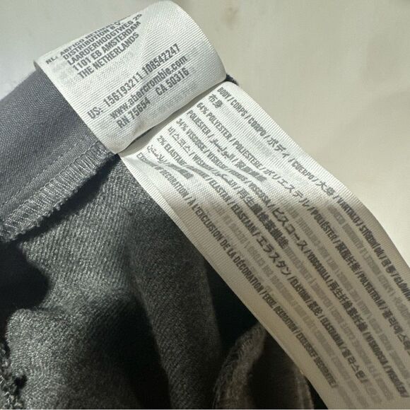 Abercrombie & Fitch Gray Dress Pants with Straight-Leg Cut Pull-On Baggy Trouser - Picture 6 of 14